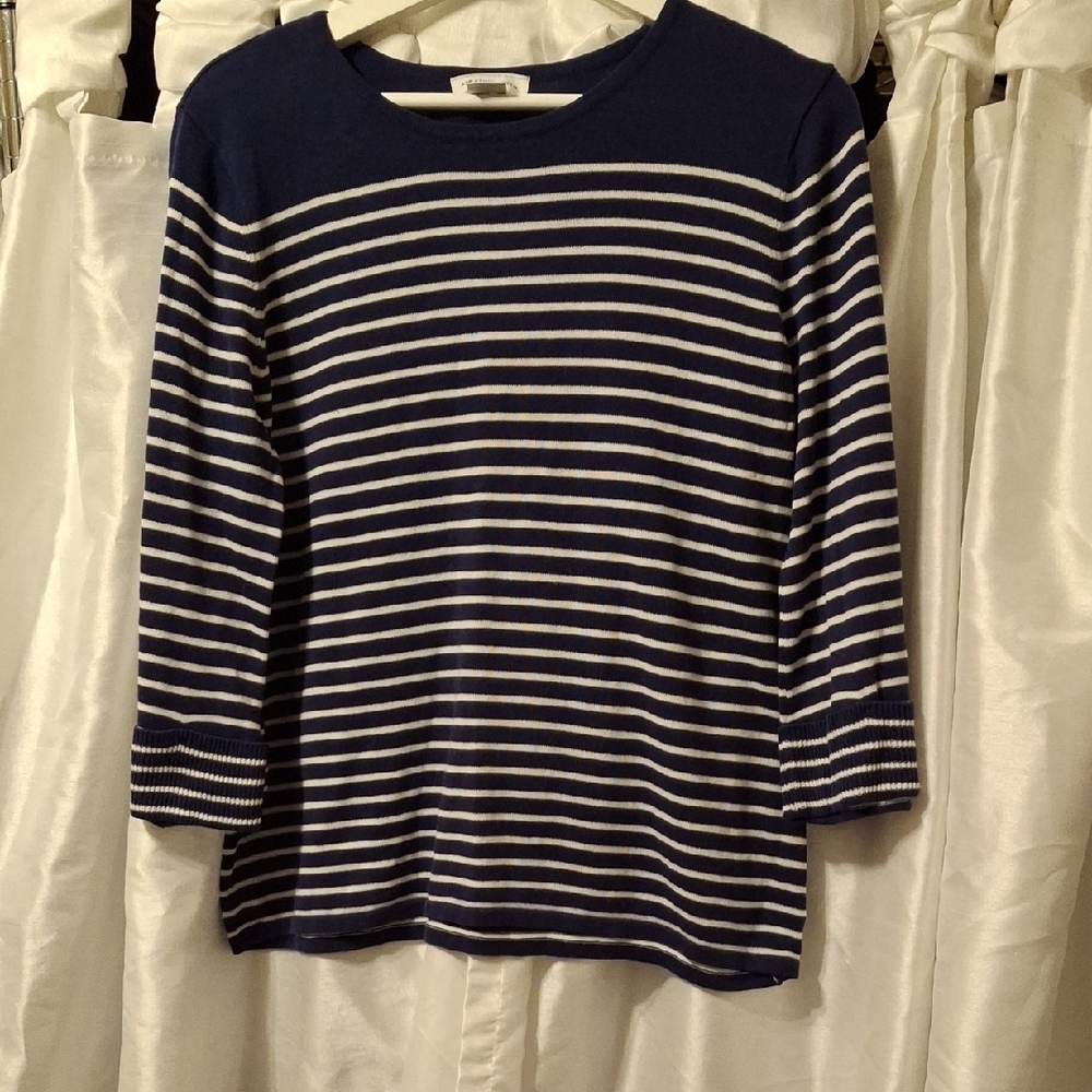 Liz Claiborne Navy & White Sweater Lg